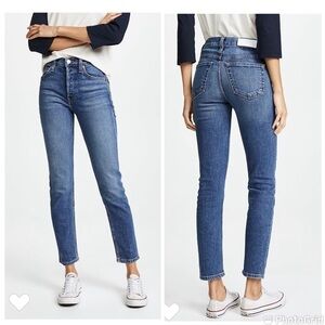 RE/DONE High Rise Comfort Stretch Ankle Crop Jeans in Mid 70s Size 26